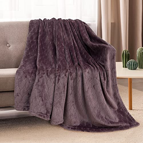 TOONOW Fleece Blanket Super Soft Cozy Throw Blanket 50" x 60", Lightweight Fuzzy Comfy Textured Flannel Blanket Warm Plush Throw Blankets for Couch, Sofa, Bed, Purple - color: Purple, size: Throw-50" x 60"