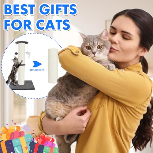 PowerKing Thick Natural Sisal Replacement Scratching Post,15.7" Length, 4.5" Thick, 2Pcs M8 Cat Scratch Post Refill Poles, Ideal for Refurbishment, Includes Screws, White - color: White, size: 15.7''+15.7'' (4.5'' Thick)