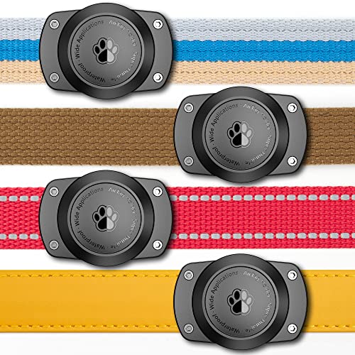 IPX8 Waterproof for Airtag Dog Collar Holder [Metal Back Plate] Ultra-Durable Dog & Cat Collars Mount for AirTag 1st & 2nd Generation, Suitable for All Widths of Collars (4 Pack) - size: 4 Pack