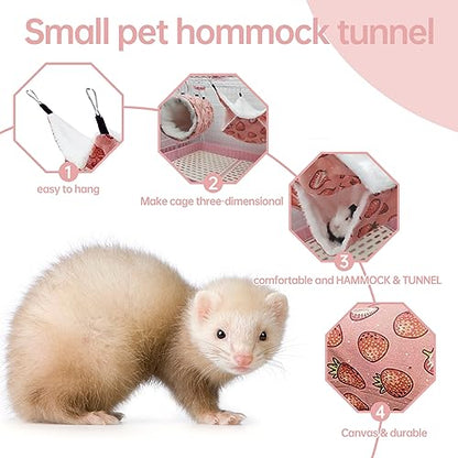 EAEDMY Rat Ferret Hammock Toys Cage Accessories, Guinea Pig Hideout Tunnel, Warm Bed for Rat Ferret Guinea Pig Sleep Hide and Play (4.Hammock) - color: 4.Hammock