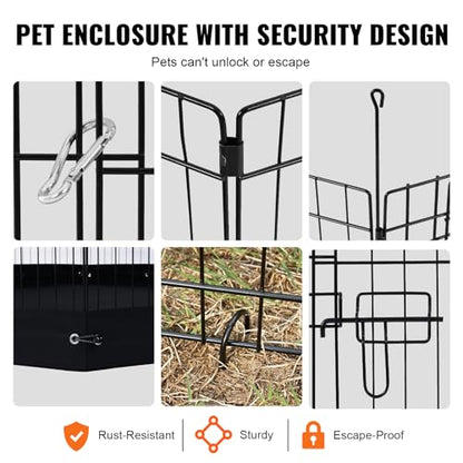 VEVOR Dog Playpen, 8 Pcs 30"H x 24"W Panels Foldable Metal Pet Exercise Pen, Dog Fence Indoor and Outdoor Pen with Door, 600D Oxford Fabric Bottom Pad, Pet Playpen for Dogs, Cats, Other Small Animals - size: 8 panels 30*24in, style: Playpen + Bottom Pad