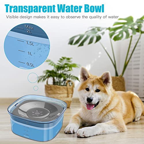UPSKY 70oz Dog Water Bowl 2L No Spill Dog Bowls Large Capacity Spill Proof Slow Water Feeder, No Splash Dog Bowl Pet Water Dispenser Vehicle Carried Travel Slow Drinking Bowls for Messy Drinkers, Cats - color: D-Blue, size: 2 L