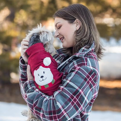 Blueberry Pet Soft & Comfy Merry Christmas Holiday Festive Bear Pullover Turtleneck Fall Winter Dog Sweatshirt Coat, Back Length 10", Warm Clothes for Small Dogs - color: Festive Bear, size: 10 inch (Pack of 1)