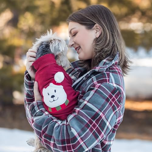Blueberry Pet Soft & Comfy Merry Christmas Holiday Festive Bear Pullover Turtleneck Fall Winter Dog Sweatshirt Coat, Back Length 14", Warm Clothes for Medium Dogs - color: Festive Bear, size: 14 inch (Pack of 1)