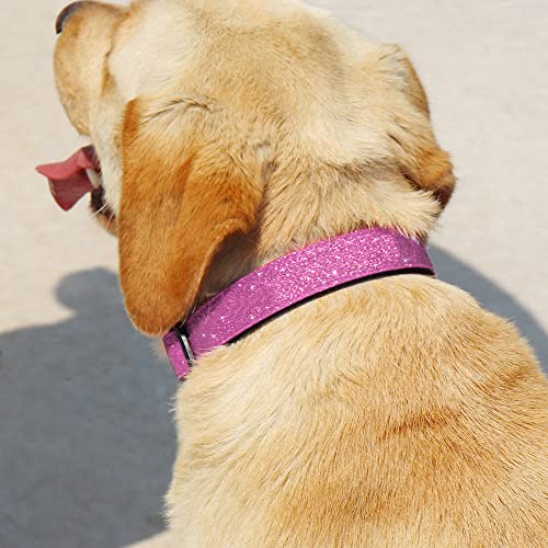 TDTOK Glitter Dog Collar, Comfy and Durable Bling Pet Collar for Small Medium Large Dogs with Eco-Friendly Plastic Buckle and Adjustable Stylish Nylon Material Fit Necks： 9.8-22.4'' - color: Pink, size: S
