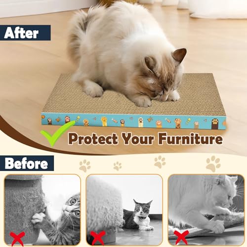 Cardboard Cat Scratcher 3 Pack Refill Reversible Cat Scratching Pad Durable Cat Scratchers for Indoor Cats Kitten to Protect The Furniture (Cat Paws) - color: Cat Paws