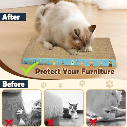 Cardboard Cat Scratcher 3 Pack Refill Reversible Cat Scratching Pad Durable Cat Scratchers for Indoor Cats Kitten to Protect The Furniture (Cat Paws) - color: Cat Paws