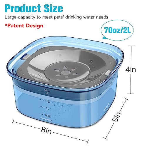 UPSKY 70oz Dog Water Bowl 2L No Spill Dog Bowls Large Capacity Spill Proof Slow Water Feeder, No Splash Dog Bowl Pet Water Dispenser Vehicle Carried Travel Slow Drinking Bowls for Messy Drinkers, Cats - color: D-Blue, size: 2 L