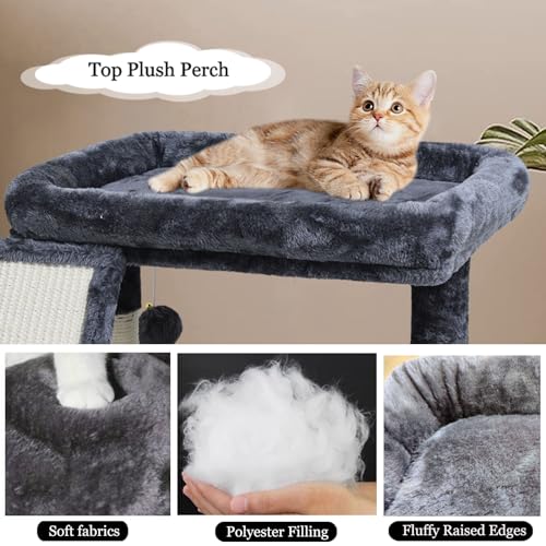 Small Cat Tree Tower for Indoor Use – Stable Condo with Scratching Post, Perch, Board, and Hideout for Kittens(Smoky Grey) - color: Smoky Grey