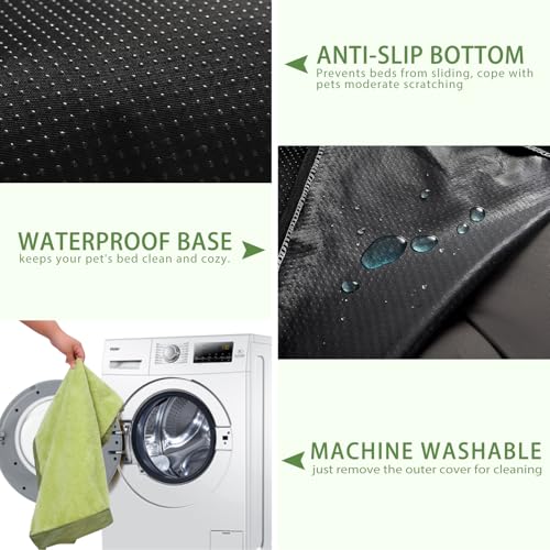 Dog Crate Bed Waterproof Deluxe Plush Dog Beds with Removable Washable Cover Anti-Slip Bottom Pet Sleeping Mattress for Large, Medium, Jumbo, Small Dogs, 41 x 27 inch, Green - color: Green, size: 41.0"L x 27.0"W x 3.0"Th