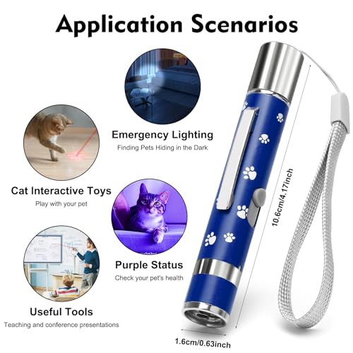 Rechargeable Cat Toys - Indoor/Outdoor Cats Chase Light Toy for Kitty & Dog with 3 Light Modes, 5 Patterns, Blue - color: Blue 1 PCS