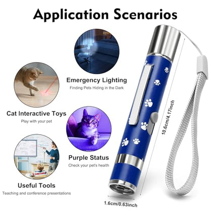 Rechargeable Cat Toys - Indoor/Outdoor Cats Chase Light Toy for Kitty & Dog with 3 Light Modes, 5 Patterns, Blue - color: Blue 1 PCS
