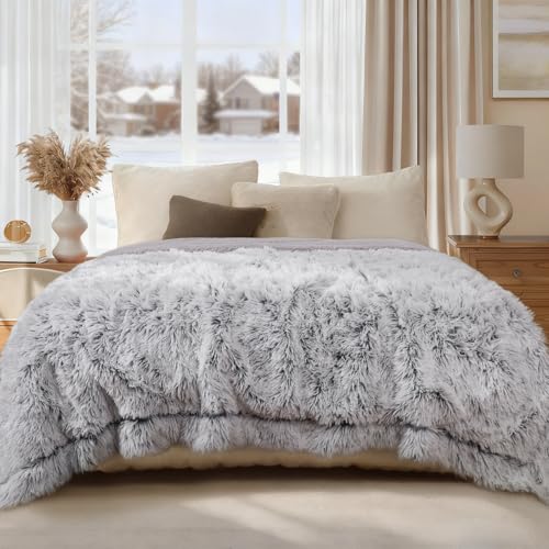 Luciphia Large Waterproof Dog Blanket for Pet Washable Liquid Proof Bed Intimacy Protection Shaggy Plush Calming Long Faux Fur Couch Cover Calming Cat Throw Blankets, Mist Grey, 60" x 80" - color: Mist Grey, size: 60"x80"