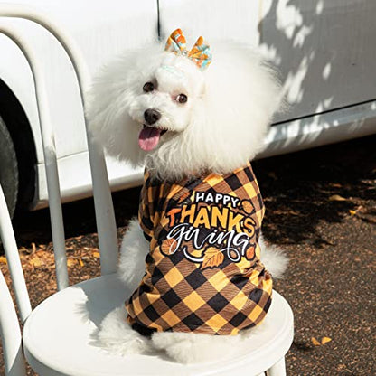 CuteBone Thanksgiving Dog Pajamas Costumes Pet Clothes Cat Apparel Shirt Winter Holiday Cute Pjs Outfits for Doggie Onesies P261S - color: Happy Thanksgiving, size: Small