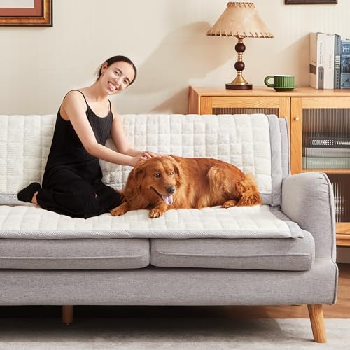 Couch Cover for Dogs Washable,Anti-Slip Back Cat Mat Pet Pad Blanket for Furniture Protector,Fuzzy Pet Sofa Cover for 3 Cushion Couch Sofa Pets Friendly (Ivory, 1pc/27.6"x70.9"/Seat Cover) - color: Ivory, size: 1pc/27.6"x70.9"/Seat Cover