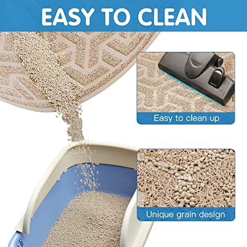 UPSKY Cat Litter Mat, Litter Trapping Mat Soft on Kitty Paws, Large Litter Box Mat 35" x 24" Scatter Control for Indoor Cats Waterproof and Extra Large Pretty Litters Carpet - color: E-Beige
