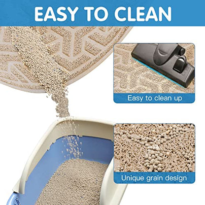 UPSKY Cat Litter Mat, Litter Trapping Mat Soft on Kitty Paws, Large Litter Box Mat 35" x 24" Scatter Control for Indoor Cats Waterproof and Extra Large Pretty Litters Carpet - color: E-Beige