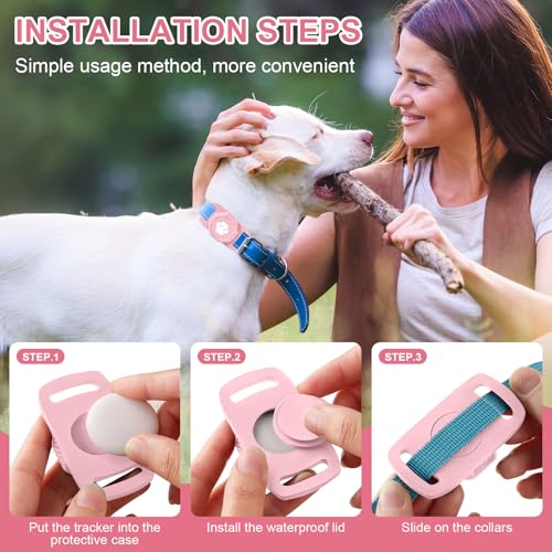 Smart Pet Tracker for Collar - Dog Trackers Pet Location Tracker with Holder, No Monthly Fee, Anti-Lost Tracking Device for Pets, Luggage, Bag Straps, Compatible with Google Android Only(Not for iOS) - color: Pink