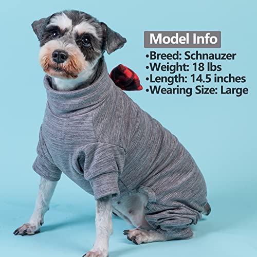 KYEESE Dog Pajamas for Small Dogs Turtleneck Stretchy Pet Pjs Dog Sweater Super Soft Warm Material Pet Coats with Bowtie Dogs Onesie Cold Weather Coat, Grey,S - color: 08# Grey, size: Small (6-10lbs)