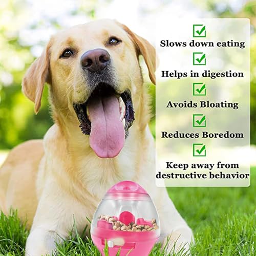 SunGrow Puppy, Small Dog Breeds, and Pocket Pet Treat Ball, Boredom Buster Ends Naughty Chewing and Bloat, Encourages Exercise, Interactive Puzzle Feeder Ideal for Rabbits, Rats, and Hamsters, 4.6” - color: Pink