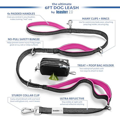 Heavy Duty Dog Leash for Large Dogs – 6FT Reflective Bungee with Padded Handles, Strong Carabiner Clip, No Pull Control for Medium & Large Breeds, Includes Poop Bag Holder & Treat Pouch (Royal Blue) - color: Royal Blue