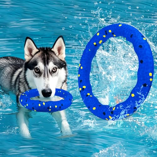 BABORUI Floating Dog Pool Toy – Durable E-TPU Dog Water Toy for Fetch & Chew, Bright Floating Dogs Toys for Pool, Beach & Outdoor Play – Dogs Beach Essentials (Blue Ring) - color: Blue Ring