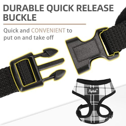 PUPTECK Soft Mesh Dog Harness and Leash Set Pet Puppy Cat Comfort Padded Vest No Pull Harnesses, Black&White, XS - color: Black&White, size: XS (NECK: 10", CHEST: 10"-14")
