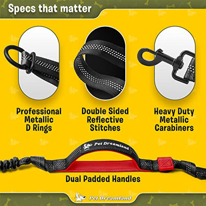Exquisite Hands Free Dog Leash for Large Dogs. Ultimate Comfort & Freedom for Running, Walking, Hiking. Premium Quality, Durable & Versatile Waist Leash. Your Dog Will Love It. - color: Black & Red