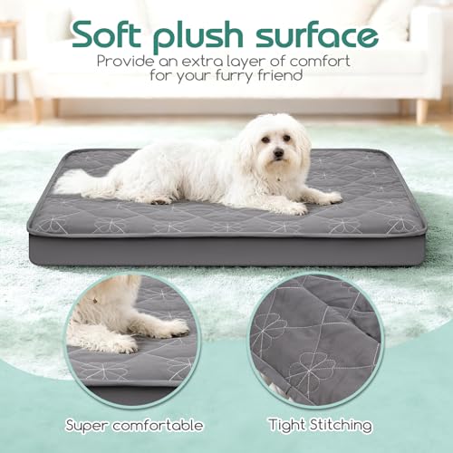 Waterproof Dog Bed Cover Replacement Washable 2 Pack, Soft & Noiseless Quilted Fitted Sheet with Elastic Band, Easy to Clean Dog Bed Sheets Pet Bed Liner for Dog/Cat - 36x27 Inch, Grey, Cover Only - size: 27"x36"- 2pack