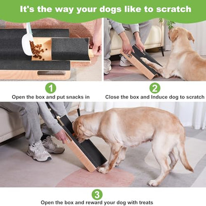 M-Shaped Dog Scratch Pad for Nails with Treat Box, Dog Nail Scratch Board for Large Dogs, Dog Nail File Toy and Shorten Dog’s Side Nail Easier (with Treat Box, L)