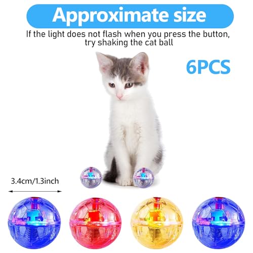 Sratte 2 Pcs Ghost Hunting Cat Ball Activated Cat Toy Motion LED Light Pet Balls Motion Dog Interactive Pet Toys Glowing Mini Running Exercise Supplies for Animals Activity (Clear) - color: Clear