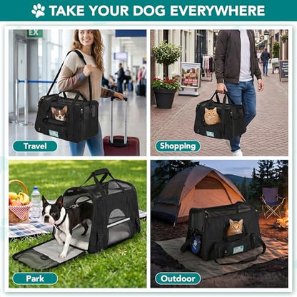 PetAmi Airline Approved Pet Carrier for Cats & Small Dogs, Soft Sided TSA Travel Carrier Bag with Sherpa Bed, Breathable Mesh Ventilation, Collapsible Bowl, Fits Under Seat, Up to 18 lbs, Small Black - color: Black, size: Small - 17"L x 10.2"W x 11.2"H