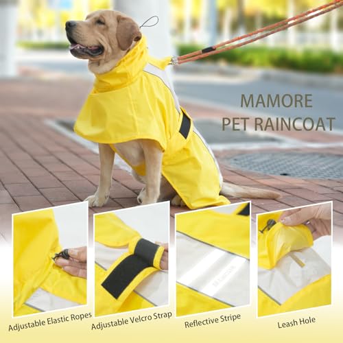 Adjustable Dog Raincoat, Waterproof Dog Rain Jacket for Small Medium Large Dogs,Reflective Lightweight Pet Rain Coat with Leash Hole(Yellow&White, 3X-Large) - color: Yellow&White, size: 3X-Large(77-94lb)