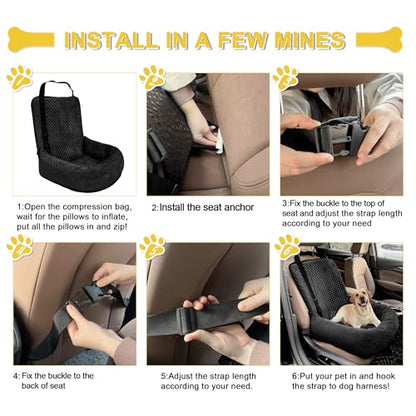 Dog Car Seat for Small Medium Dogs,Detachable Washable Travel Safety Pet Booster Seat, Comfy Ultra Soft and Multifunctional Car Travel Bed,Black - color: Black, size: Small