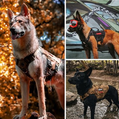OneTigris Tactical Dog Harness for Small Dogs, No Pull Small Dog Vest Harness Breathable Military Dogs Molle Vest with Handles, Walking Hiking Training (Brown, XS) - color: Brown, size: XS