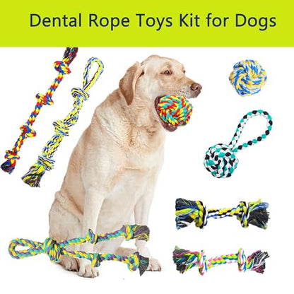 Natural Cotton Dog Rope Toys,Tough Tug of War Dog Toys for Large, Medium & Small Dogs, Tough Dog Rope Toys for Aggressive Chewers, Helps Clean Teeth & Prevent Furniture Destruction(8PCS) - color: colorful-8PCS