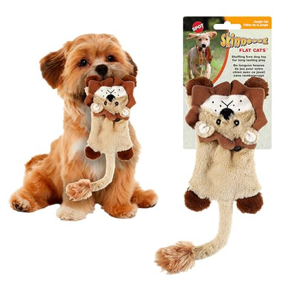 SPOT Skinneeez Flat Cat 11.5 Inch Stuffing-Free Plush Squeaky Dog Toy – Soft Interactive Toy for Mini and Small Dogs – Mess-Free Play for Light Chewers – Assorted Styles - style: Mini Flat Cat