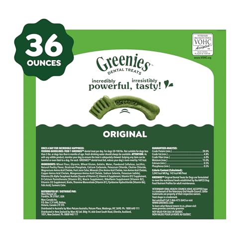Greenies Veterinarian-Recommended Natural Dental Dog Treats, Large Size, Original Flavor, 36 oz. Pack, 24 Count - size: 24 Count (Pack of 1)