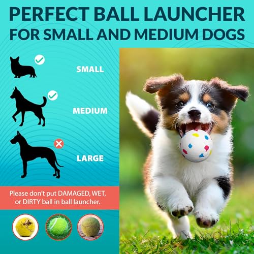 ABC PACK & SUPPLY Automatic Dog Ball Launcher for Small Dogs & Puppies, Adjustable 10–30 ft Indoor Outdoor Fetch Machine with 3 Balls