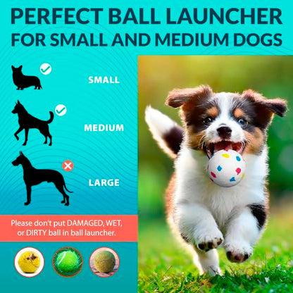 ABC PACK & SUPPLY Automatic Dog Ball Launcher for Small Dogs & Puppies, Adjustable 10–30 ft Indoor Outdoor Fetch Machine with 3 Balls