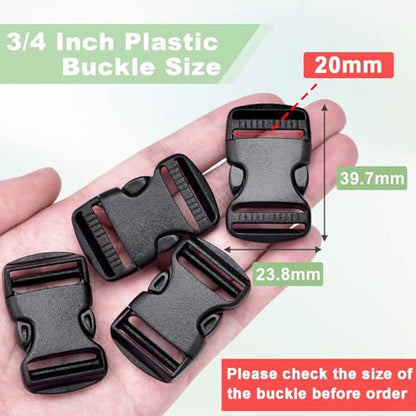 CooBigo 10 Pack Plastic 3/4" Side Release Buckle Dual Adjustable Outdoor Camping Tactical Backpack Belt Strap Webbing Bag Hardware Accessories 3/4" Dual Release Buckles Black - color: A#: 3/4"(10pcs)