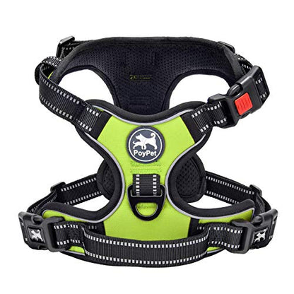 PoyPet No Pull Dog Harness, No Choke Front Clip Dog Reflective Harness, Adjustable Soft Padded Pet Vest with Easy Control Handle for Small to Large Dogs(Green,XS) - color: Green, size: XS