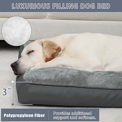 Dog Crate Bed Waterproof Deluxe Plush Dog Beds with Removable Washable Cover Anti-Slip Bottom Pet Sleeping Mattress for Large, Medium, Jumbo, Small Dogs, 41 x 27 inch, Gray - color: Grey, size: 41.0"L x 27.0"W x 3.0"Th