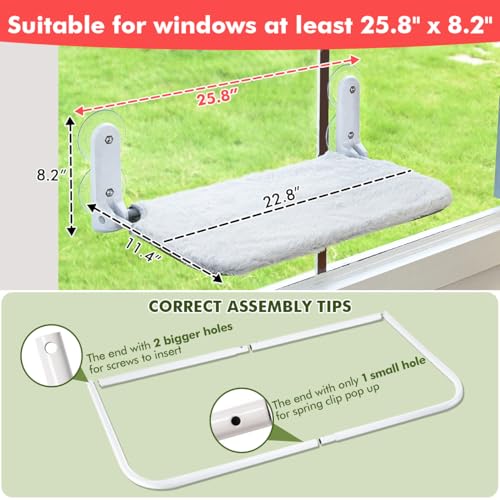 Zoratoo 2PC Cat Window Perch Cordless Foldable Cat Hammock Bed for Window with Metal Frame and Reversible Cover, Large Suction Cups Window Resting Seat for Indoor Cats (Cat Bed, L-2PC)