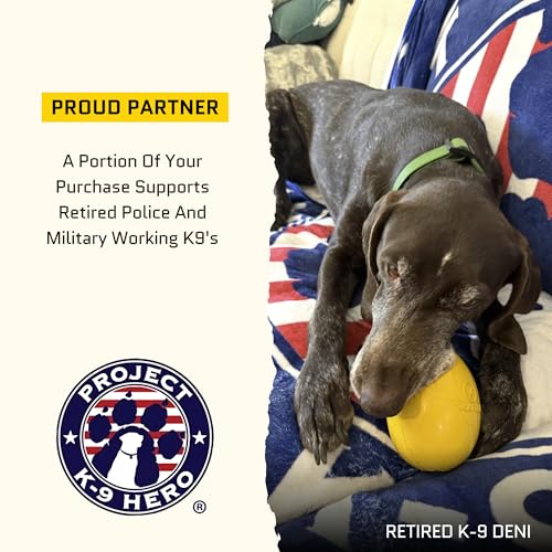 Virtually Indestructible Dog Dumbbell - Lifetime Replacement - Tough, Durable Chew Toy for Aggressive Chewers - Safe Non-Toxic Natural Rubber - Chew, Tug, Fetch - Med/Large Breed - 7"x2.5"