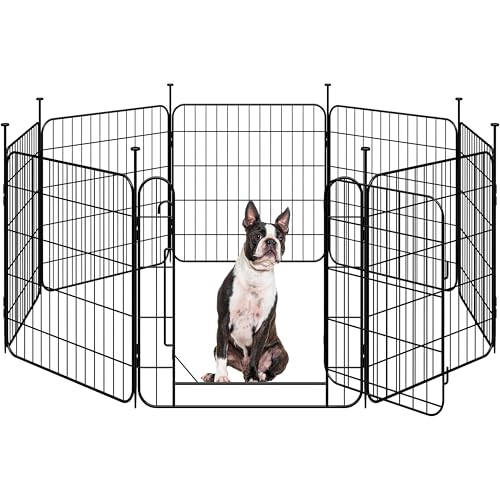 Yaheetech Dog Playpen for Puppy/Small Dogs, Foldable Pet Pen Expandable Fence with Door for Indoor/Outdoor Use, 24 Inch 8 Panels, Black - size: 24 inch