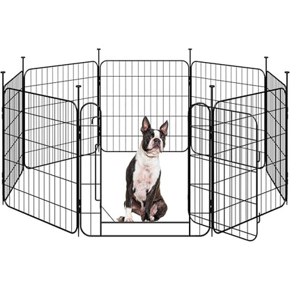 Yaheetech Dog Playpen for Puppy/Small Dogs, Foldable Pet Pen Expandable Fence with Door for Indoor/Outdoor Use, 24 Inch 8 Panels, Black - size: 24 inch