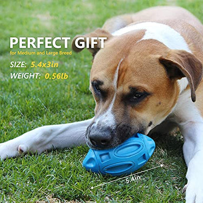 EASTBLUE Squeaky Dog Toys for Aggressive Chewers: Rubber Puppy Chew Ball with Squeaker, Almost Indestructible and Durable Pet Toy for Medium and Large Breed - color: Blue
