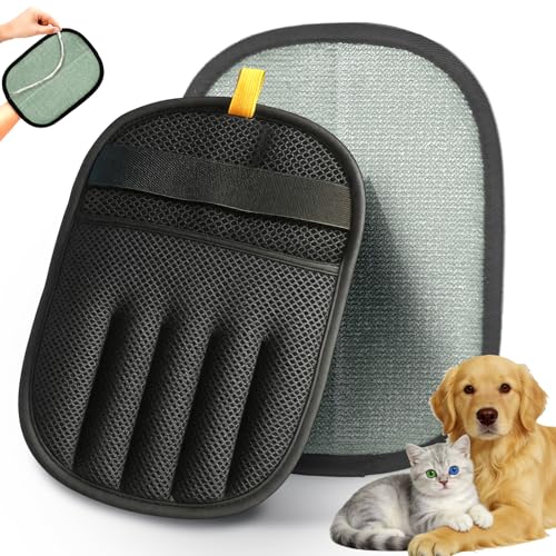Pet Hair Removal Glove for Cats & Dogs, Reusable Electrostatic Fur Remover Mitt, Washable Five-Finger Cleaning Tool for Couch, Carpet, Car Seat, Clothing & Laundry