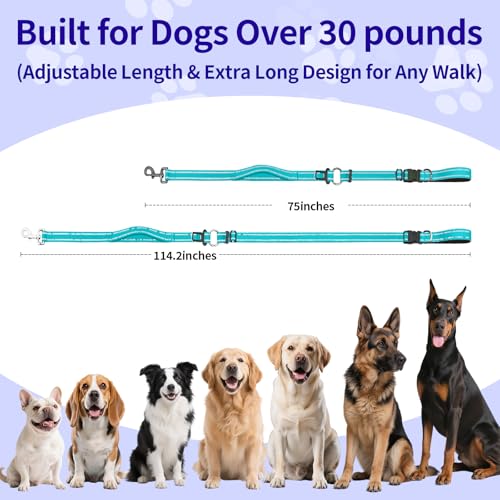 Hands Free Dog Leash by Kazazoo, Adjustable 6-9 FT Waist & Crossbody Leash with Quick Off Buckle, Reflective Stitches for Walking, Jogging,Medium to Large Dogs & Puppies Green-L - color: Green, size: L